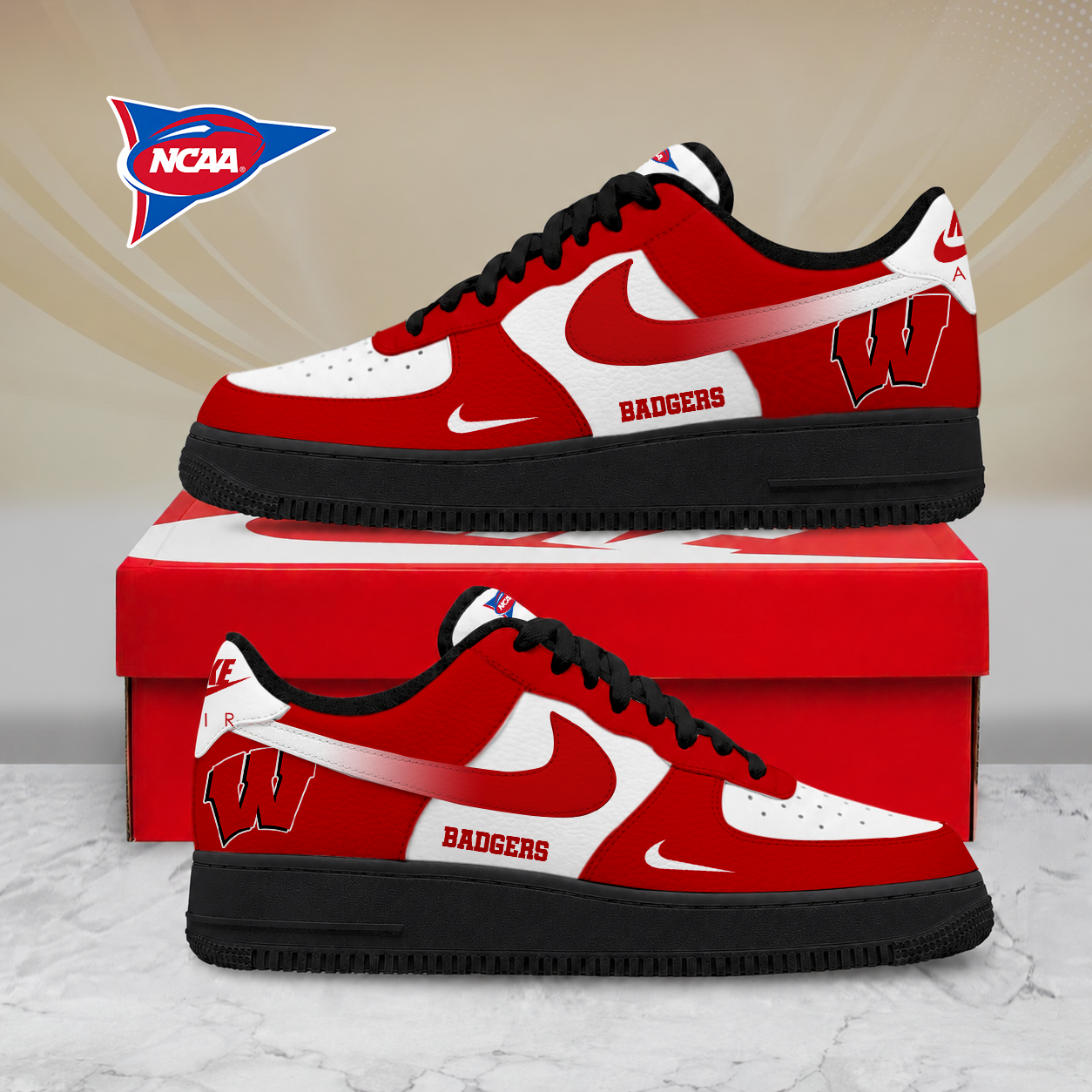 Limited Edition – Customized NCAA Wisconsin Badgers Air Force 1 Shoes