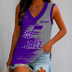 Limited Edition – Customized NBA Utah Jazz Women’s V-Neck Tank Top
