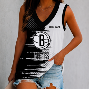 Limited Edition – Customized NBA Brooklyn Nets Women’s V-Neck Tank Top