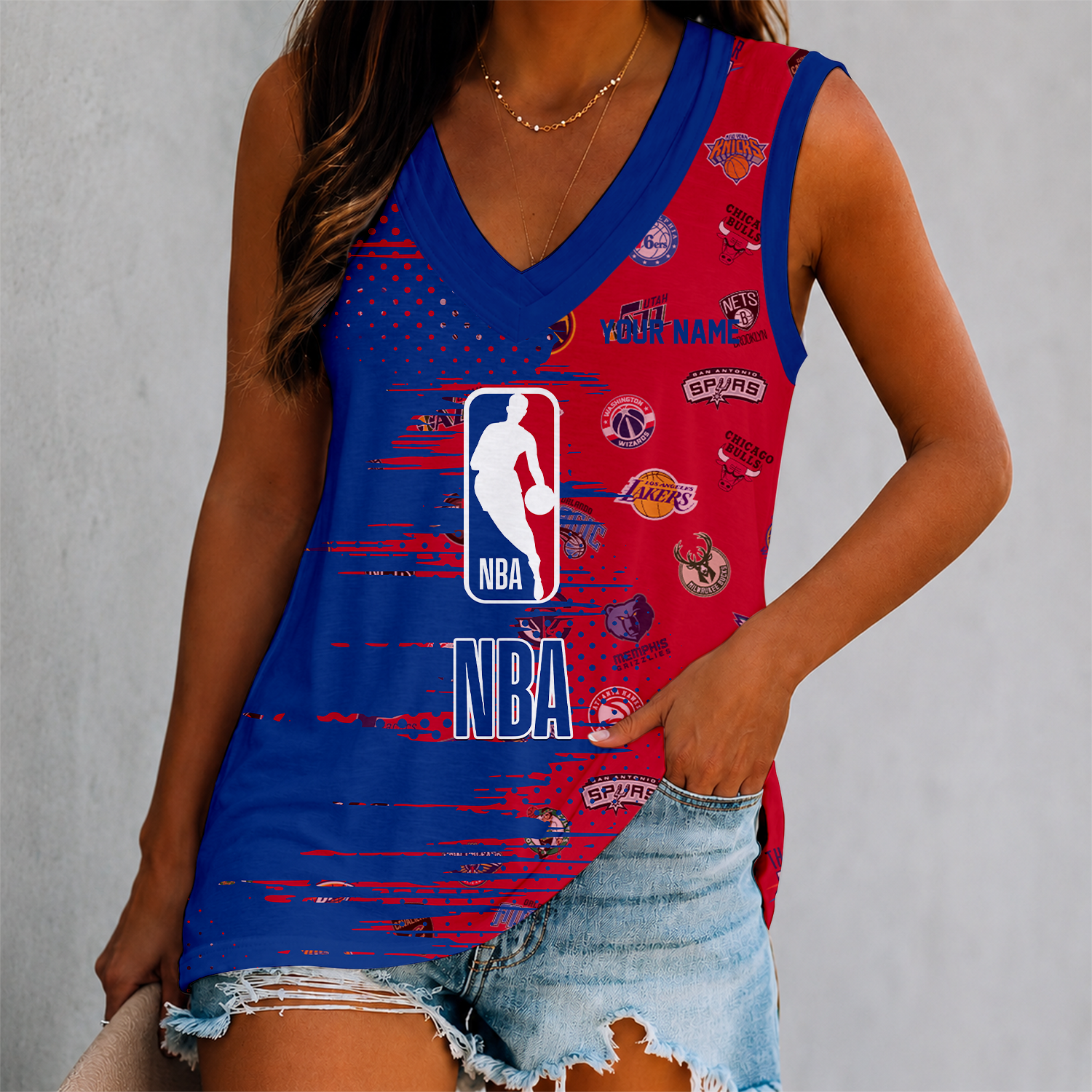 Limited Edition – Customized NBA All Teams Women’s V-Neck Tank Top