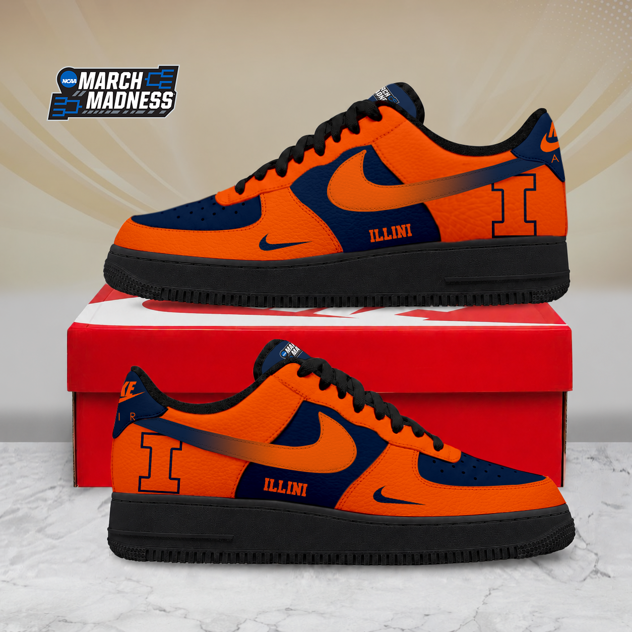 Limited Edition – Customized NCAA Illinois Fighting Illini Air Force 1 Shoes