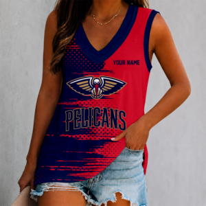 Limited Edition – Customized NBA New Orleans Pelicans Women’s V-Neck Tank Top