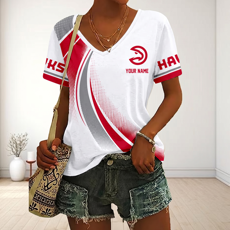 Limited Edition – Customized NBA Atlanta Hawks V-Neck Female Shirt