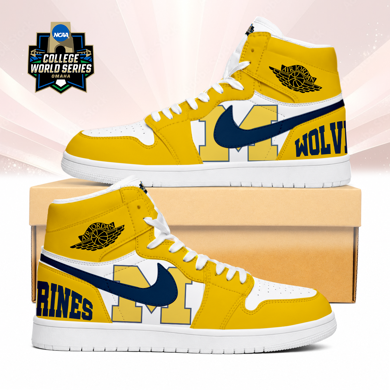 Limited Edition – Customized NCAA Michigan Wolverines Air Jordan 1 Sneakers
