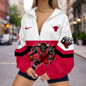 Limited Edition – Customized NBA Chicago Bulls V-Neck Zipper Sweatshirt Jacket