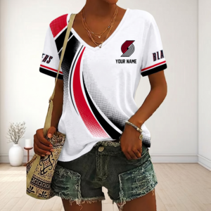 Limited Edition – Customized NBA Portland Trail Blazers V-Neck Female Shirt