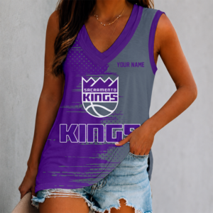 Limited Edition – Customized NBA Sacramento Kings Women’s V-Neck Tank Top