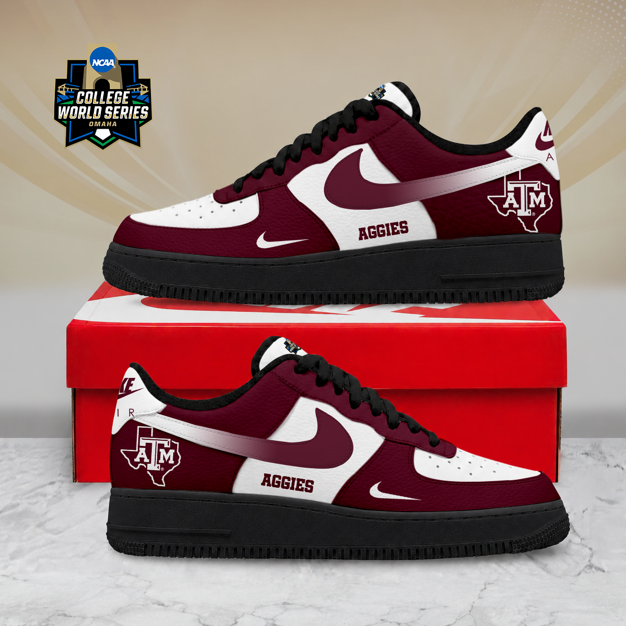 Limited Edition – Customized NCAA Texas A&M Aggies Air Force 1 Shoes