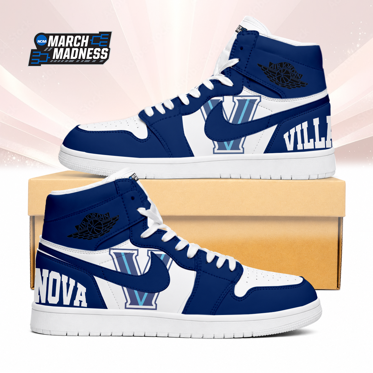Limited Edition – Customized NCAA Villanova Wildcats Air Jordan 1 Sneakers