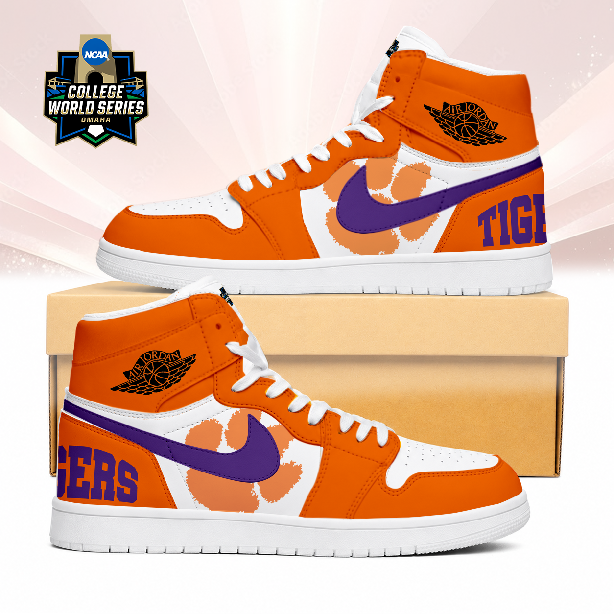 Limited Edition – Customized NCAA Clemson Tigers Air Jordan 1 Sneakers