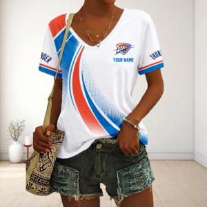 Limited Edition – Customized NBA Oklahoma City Thunder V-Neck Female Shirt