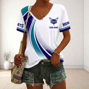 Limited Edition – Customized NBA Charlotte Hornets V-Neck Female Shirt