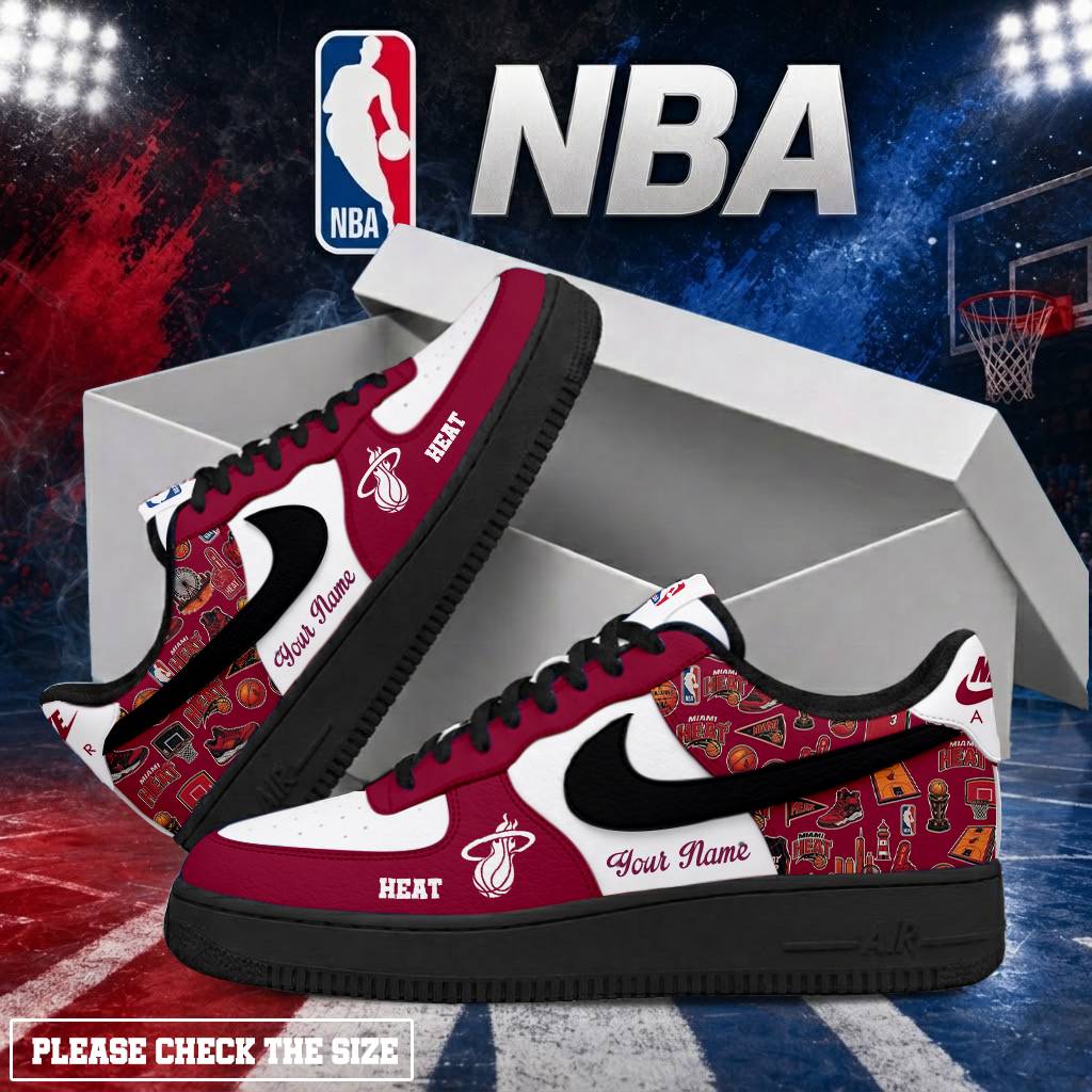 Limited Edition – Customized NBA MiaMiami Heat Air Force 1 Shoes - Image 2