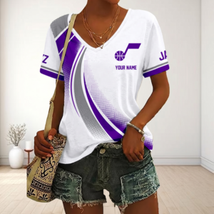 Limited Edition – Customized NBA Utah Jazz V-Neck Female Shirt