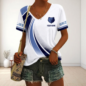 Limited Edition – Customized NBA Memphis Grizzlies V-Neck Female Shirt