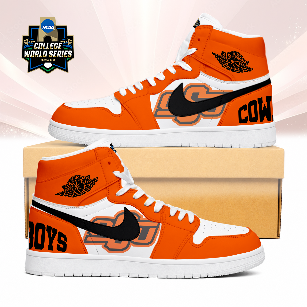 Limited Edition – Customized NCAA Oklahoma State Cowboys Air Jordan 1 Sneakers