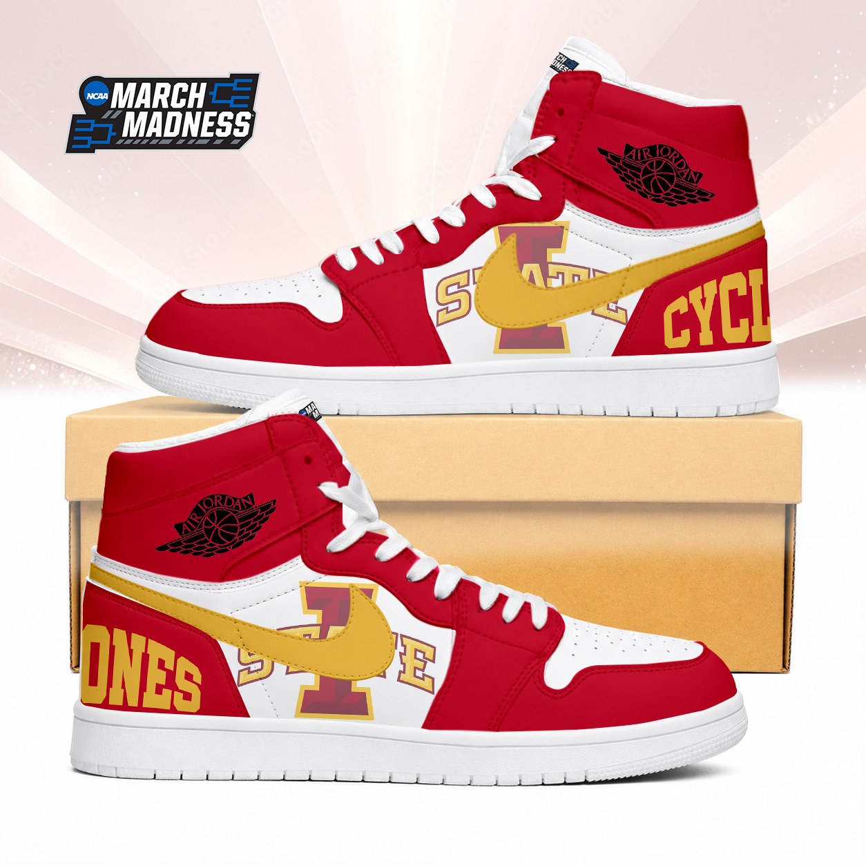 Limited Edition – Customized NCAA Iowa State Cyclones Air Jordan 1 Sneakers