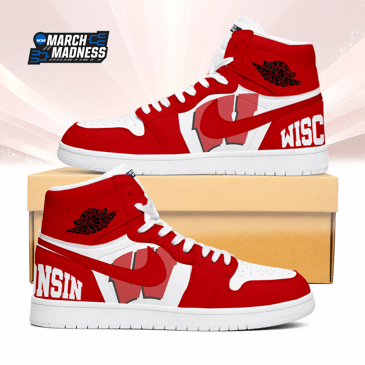 Limited Edition – Customized NCAA Wisconsin Badgers Air Jordan 1 Sneakers