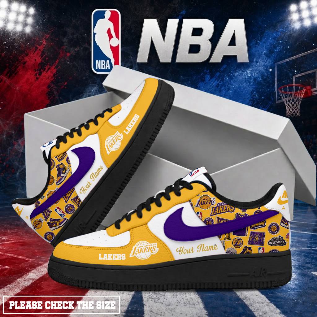 Limited Edition – Customized NBA Los Angeles Lakers Air Force 1 Shoes - Image 2