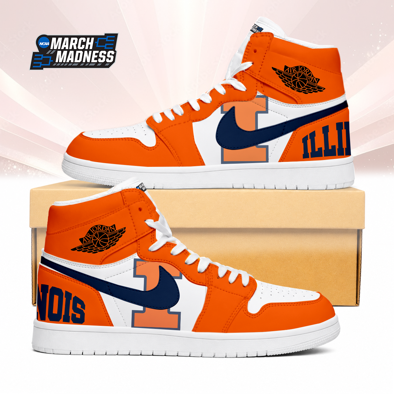 Limited Edition – Customized NCAA Illinois Fighting Illini Air Jordan 1 Sneakers