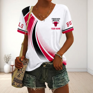Limited Edition – Customized NBA Chicago Bulls V-Neck Female Shirt