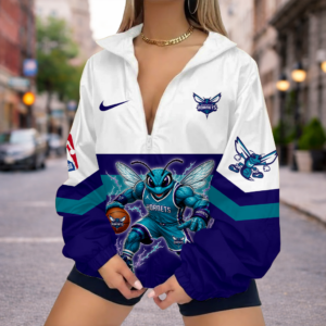Limited Edition – Customized NBA Charlotte Hornets V-Neck Zipper Sweatshirt Jacket