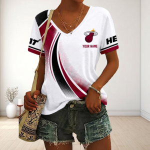 Limited Edition – Customized NBA MiaMiami Heat V-Neck Female Shirt