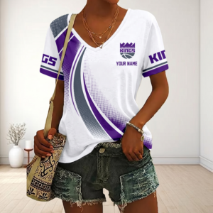 Limited Edition – Customized NBA Sacramento Kings V-Neck Female Shirt