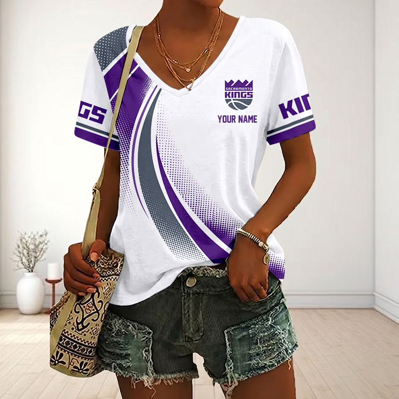 Limited Edition – Customized NBA Sacramento Kings V-Neck Female Shirt