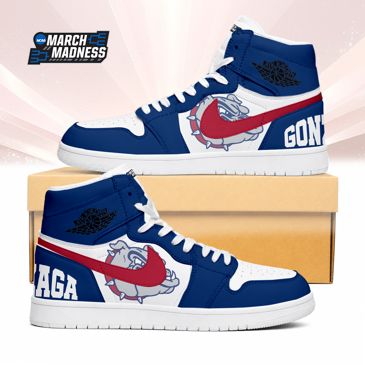Limited Edition – Customized NCAA Gonzaga Bulldogs Air Jordan 1 Sneakers