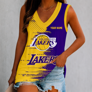 Limited Edition – Customized NBA Los Angeles Lakers Women’s V-Neck Tank Top