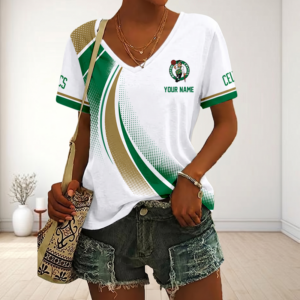 Limited Edition – Customized NBA Boston Celtics V-Neck Female Shirt