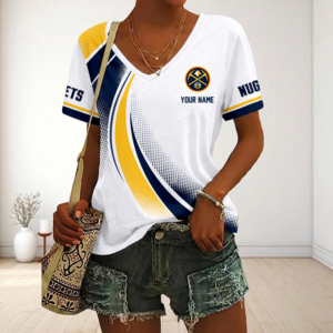 Limited Edition – Customized NBA Denver Nuggets V-Neck Female Shirt