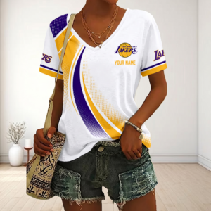 Limited Edition – Customized NBA Los Angeles Lakers V-Neck Female Shirt