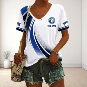 Limited Edition – Customized NBA Minnesota Timberwolves V-Neck Female Shirt