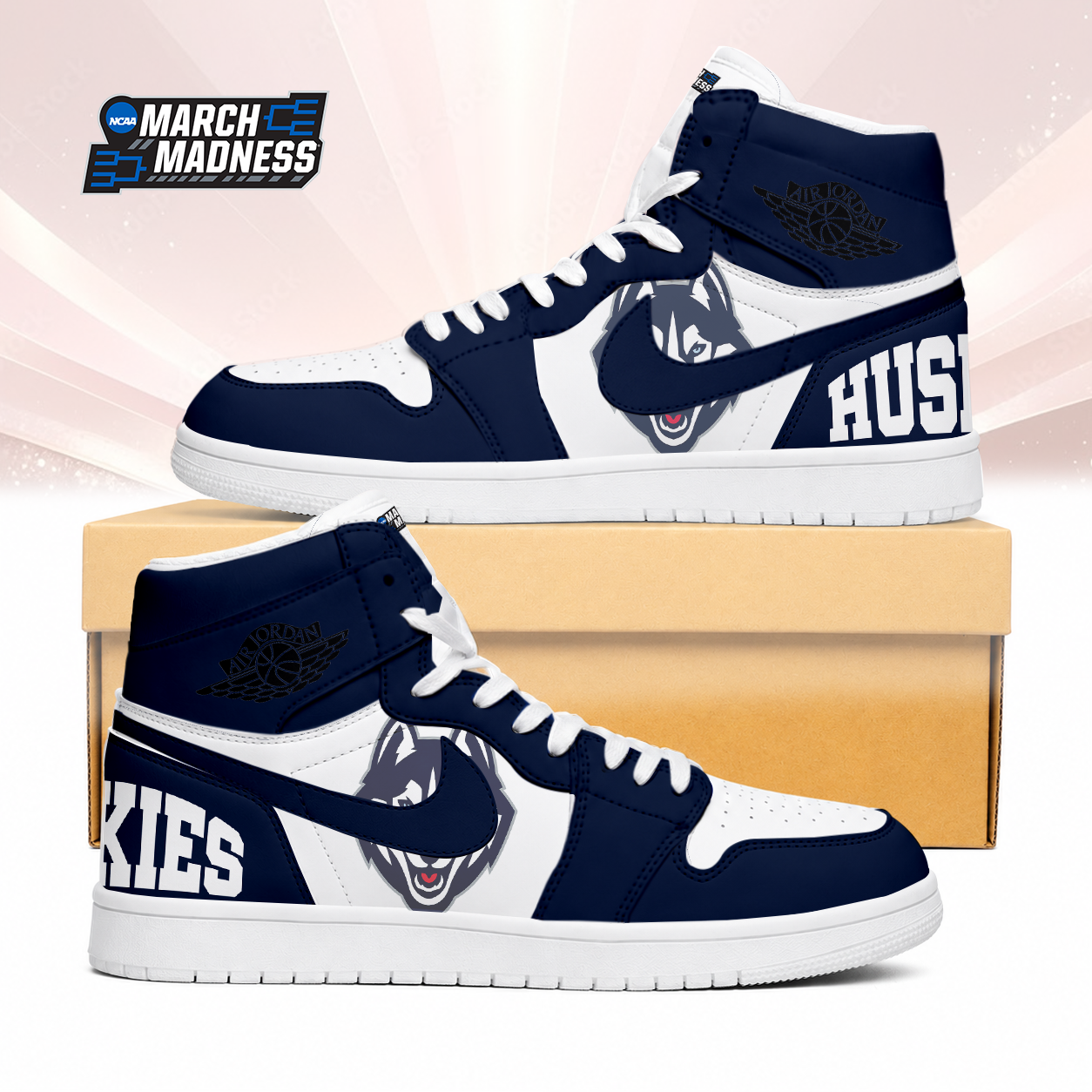 Limited Edition – Customized NCAA Uconn Huskies Air Jordan 1 Sneakers