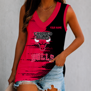 Limited Edition – Customized NBA Chicago Bulls Women’s V-Neck Tank Top