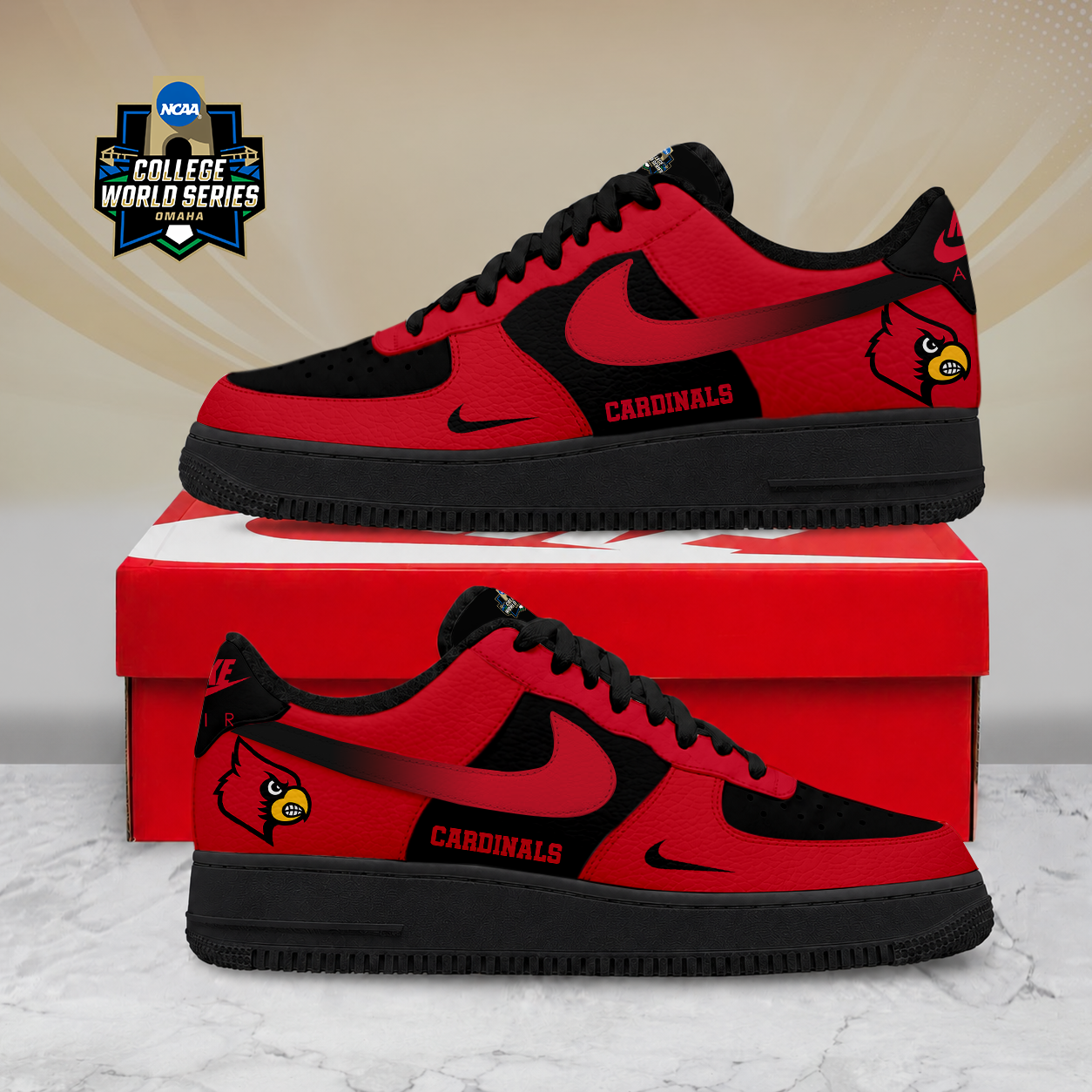 Limited Edition – Customized NCAA Louisville Cardinals Air Force 1 Shoes
