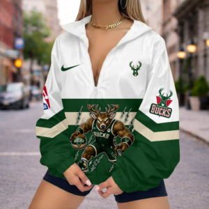 Limited Edition – Customized NBA Milwaukee Bucks V-Neck Zipper Sweatshirt Jacket