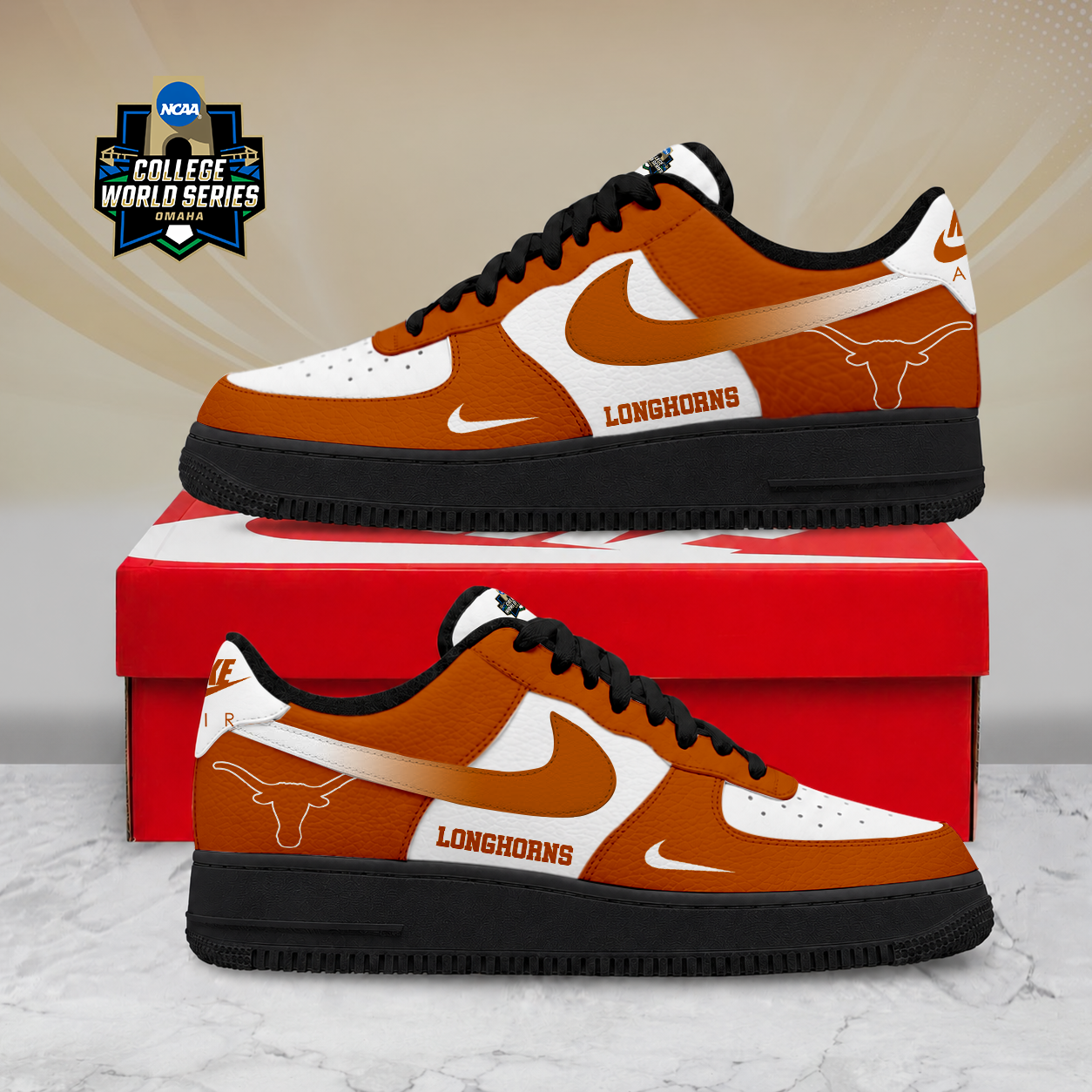 Limited Edition – Customized NCAA Texas Longhorns Air Force 1 Shoes