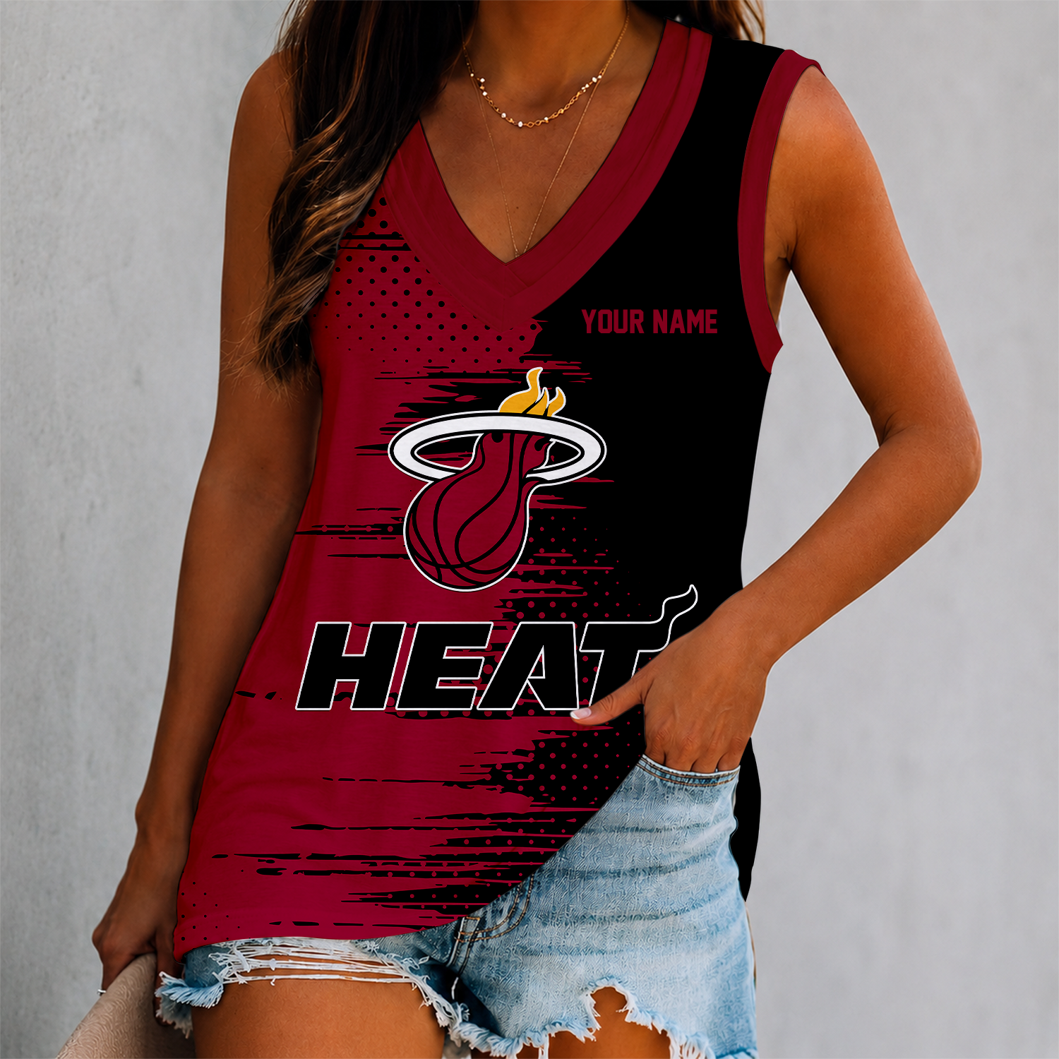 Limited Edition – Customized NBA MiaMiami Heat Women’s V-Neck Tank Top