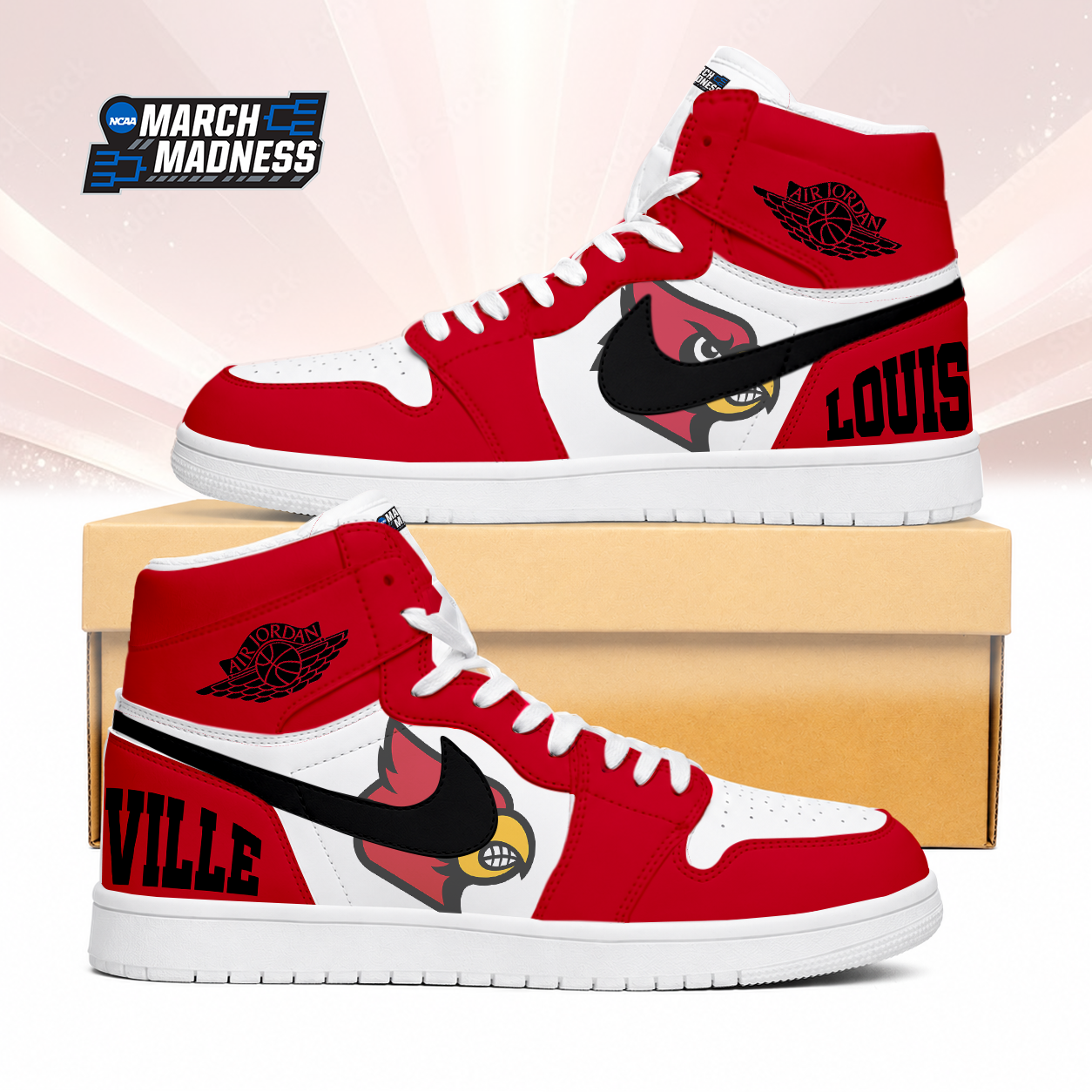 Limited Edition – Customized NCAA Louisville Cardinals Air Jordan 1 Sneakers