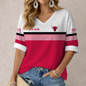 Limited Edition – Customized NBA Chicago Bulls Women’s Heart V-Neck Long Sleeve Shirt