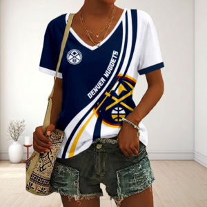 Limited Edition – Customized NBA Denver Nuggets V-Neck Female Shirt
