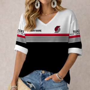 Limited Edition – Customized NBA Portland Trail Blazers Women’s Heart V-Neck Long Sleeve Shirt