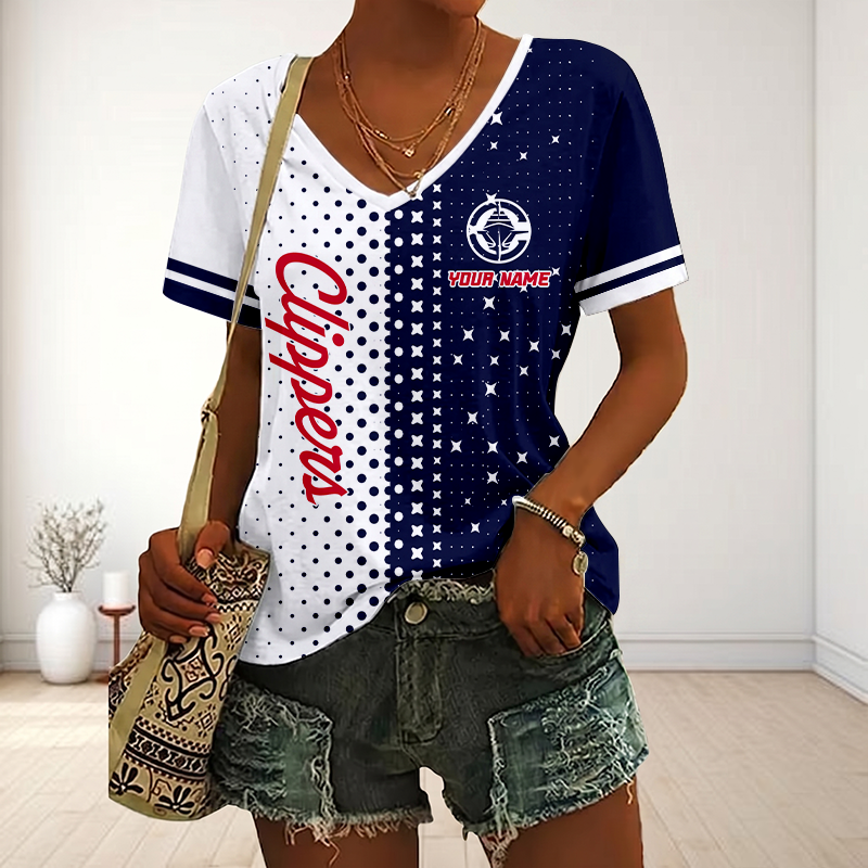 Limited Edition – Customized NBA Los Angeles Clippers V-Neck Female Shirt