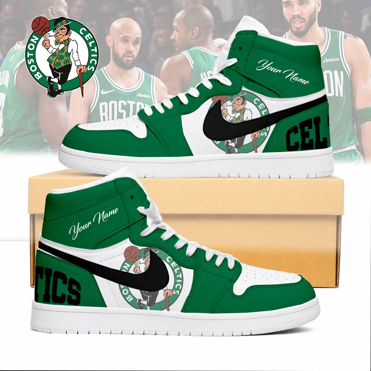 Limited Edition – Customized NBA Boston Celtics Air Jordan 1 Sneakers
