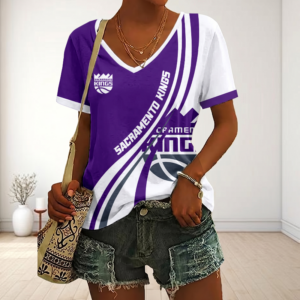 Limited Edition – Customized NBA Sacramento Kings V-Neck Female Shirt