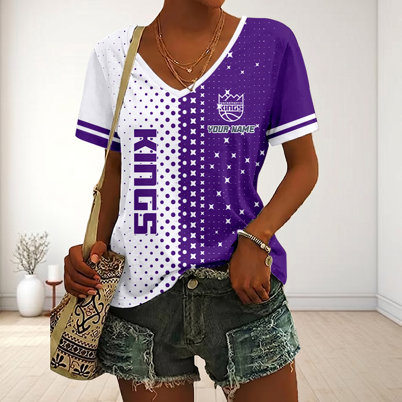 Limited Edition – Customized NBA Sacramento Kings V-Neck Female Shirt