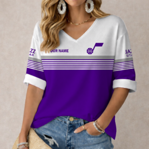 Limited Edition – Customized NBA Utah Jazz Women’s Heart V-Neck Long Sleeve Shirt